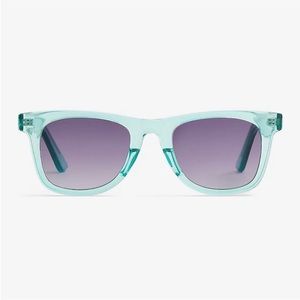 Express blue translucent rounded square frame sunglasses